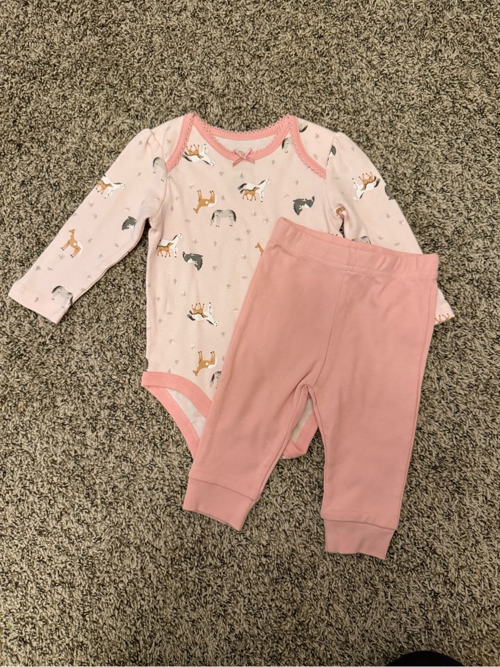 John Deere Pink Horse Print One-Piece with Matching Pink Pants